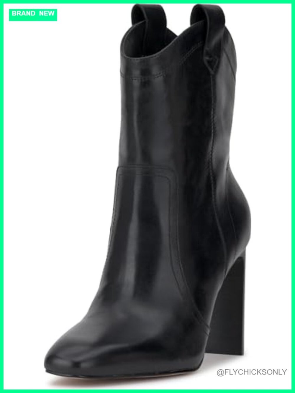Jessica Simpson Xovira Leather Mid-Calf Equestrian Boots Block Heel